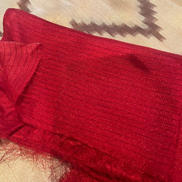 Red Designer printed marka silk saree for festive party looks - Picture 3 of 5